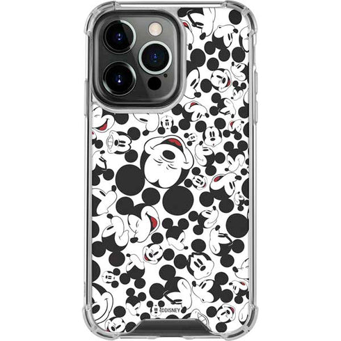 Disney Mickey Mouse Face Pattern iPhone 15 Pro Clear Case